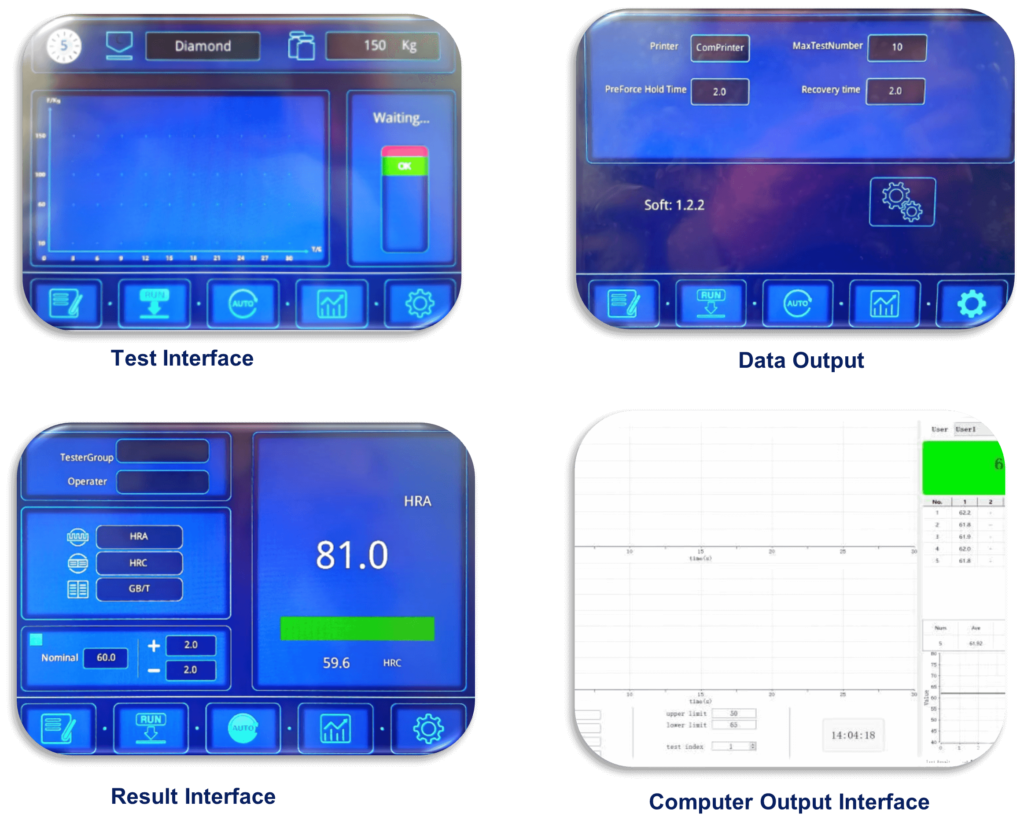 TT-R150T Touch Screen Rockwell Hardness Tester-Software interface