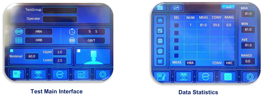 TT-R150T Touch Screen Rockwell Hardness Tester-Software interface