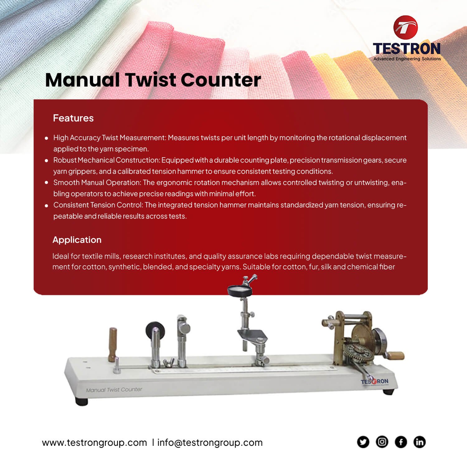 TT-MCY Series Manual Twist Counter for Yarn Yarn Manual Twist Counter supplier in USA, Canada, Germany, Italy, UAE, Egypt, Nigeria, Lebanon, France, Spain, Lebanon, Africa