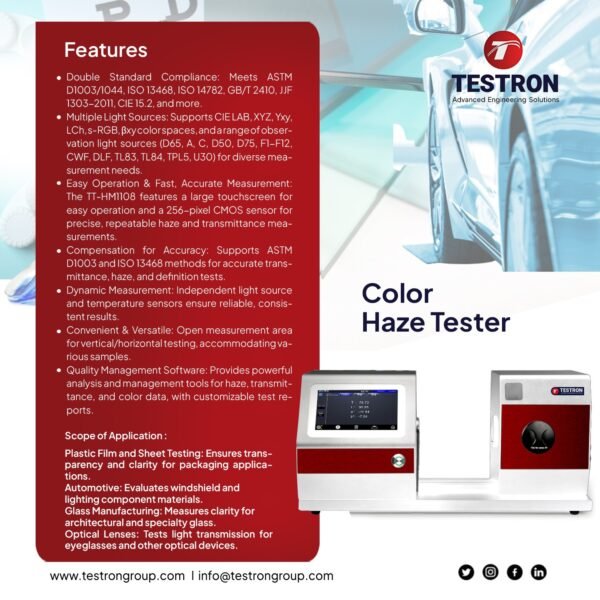 Testron-TT-M1108 Color Haze Tester-Measuring Haze, Color and Light transmittance