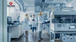 A researcher evaluating results from material testing equipment