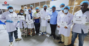 TT-IVS200 Intrinsic Viscosity (IV) Tester training certificate awarded to Watercom T Limited team in Tanzania by Testron Group.