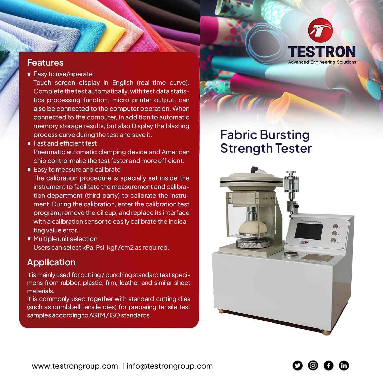 TT-FBT6000 Fabric Bursting Strength Tester TT-FBT6000 Fabric Bursting Strength Tester