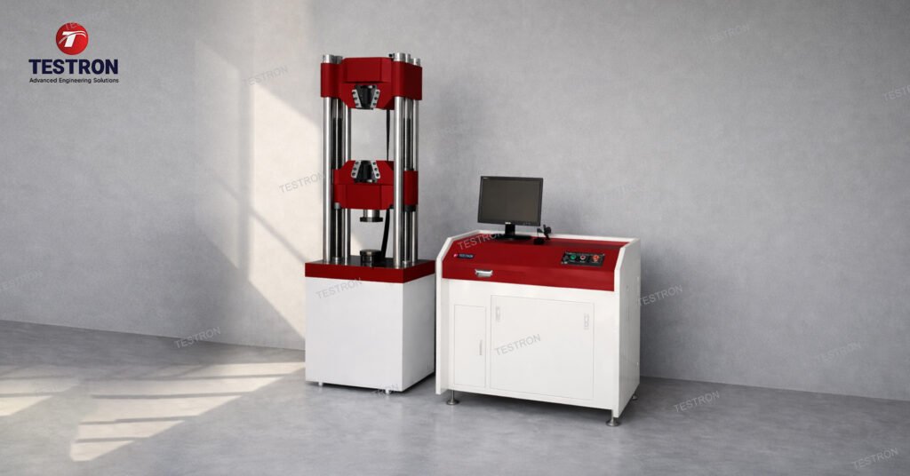 Hydraulic tensile testing machine used for industrial material strength testing in the UK