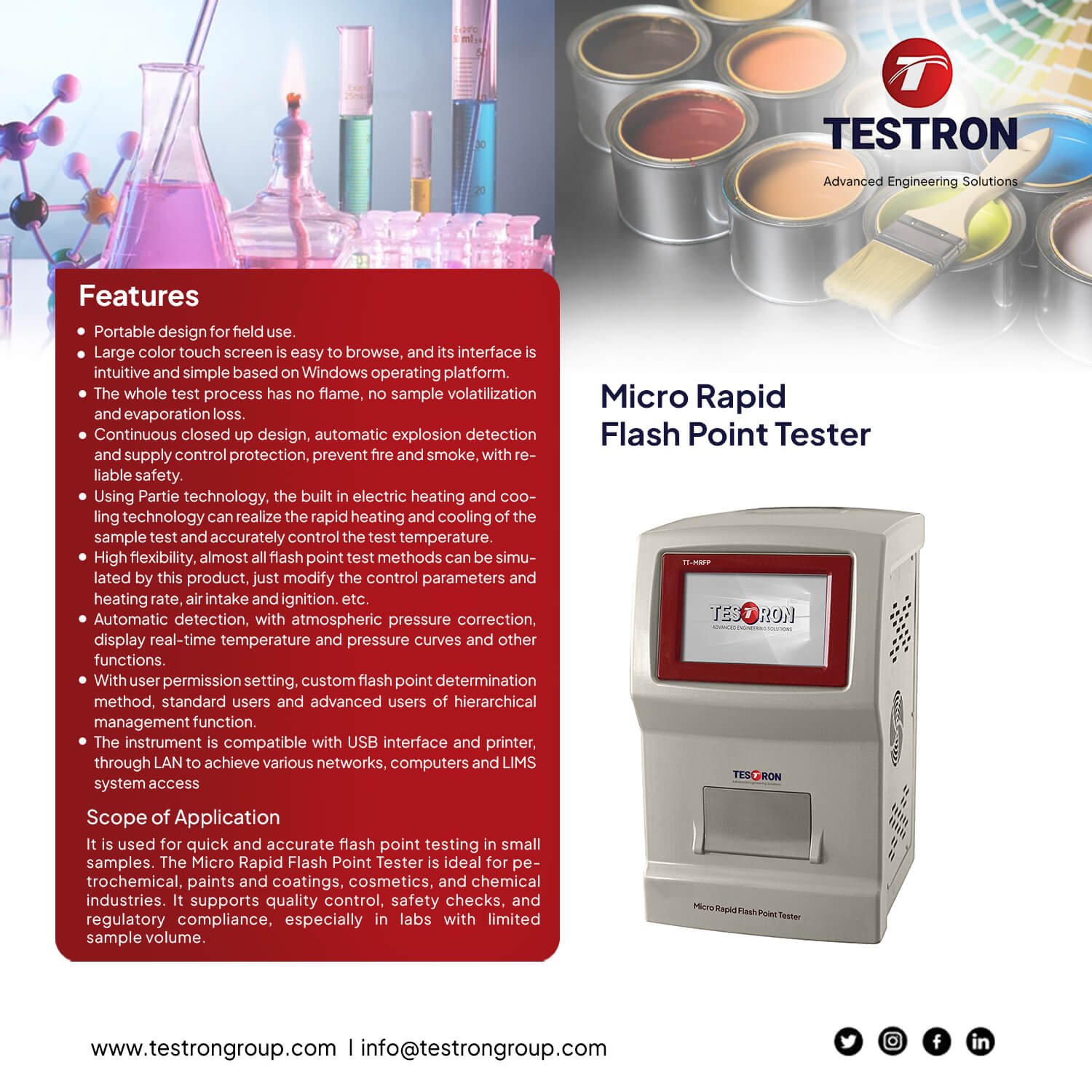 TT-MRFP Micro Rapid Flash Point Tester Testron-TT-MRFP Micro Rapid Flash Point Tester